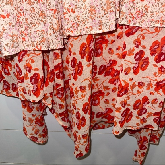 Free People Zuma Drippy Floral Tiered Skirt Size 6 - Picture 2 of 7